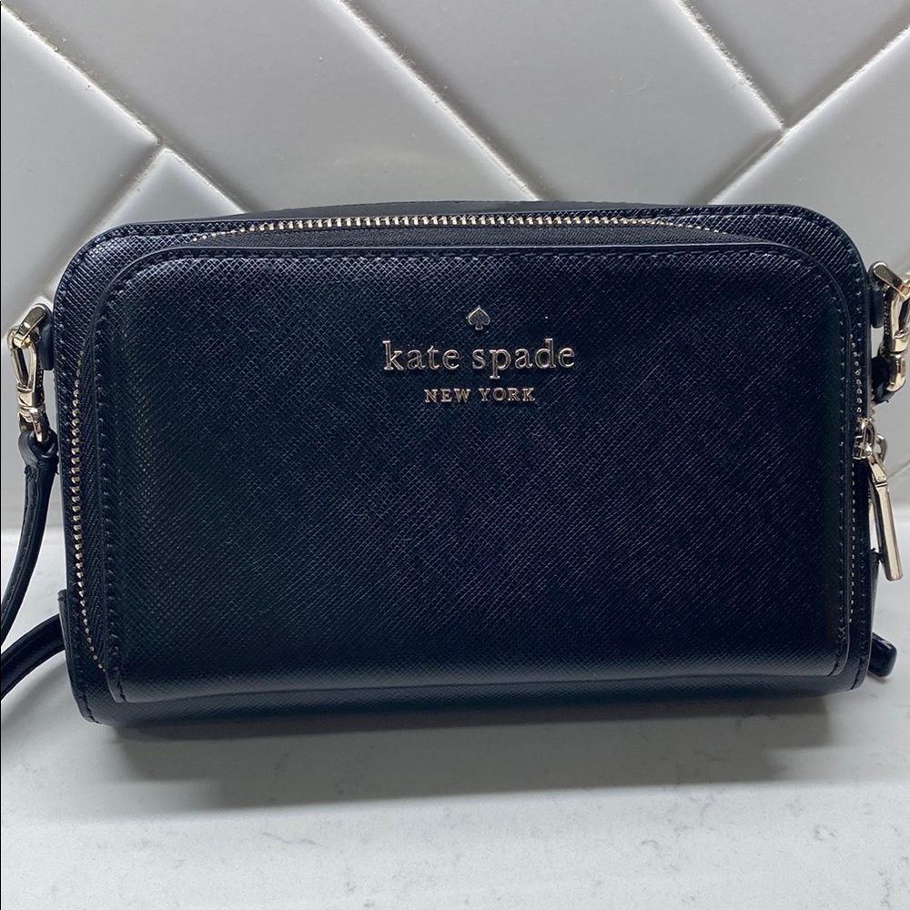 Kate Spade Black Crossbody Bag with Silver Hardware
